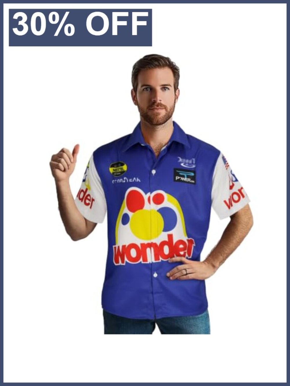 Ricky Bobby Talladega Nights Racing Costume Shirt Polyester Camp Shirt Mens